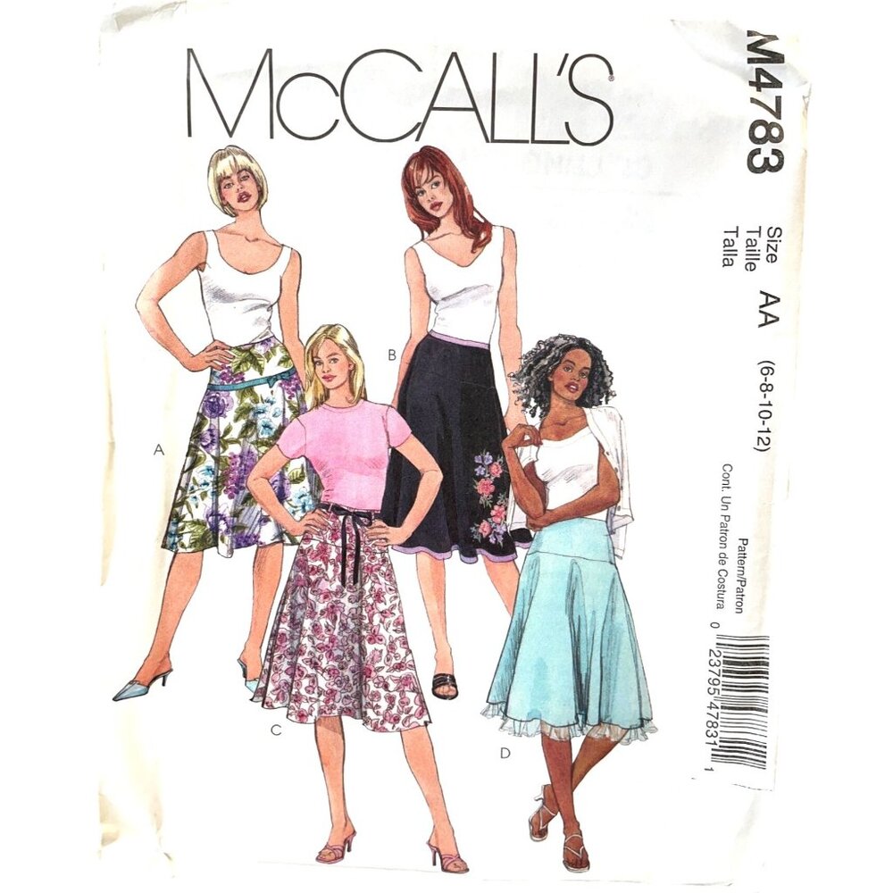 McCalls Sewing Pattern 4783 Skirt Misses‎ Petite Size 6-12